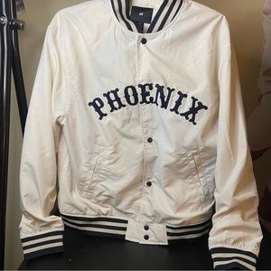 H&M L light beige phoenix baseball jacket